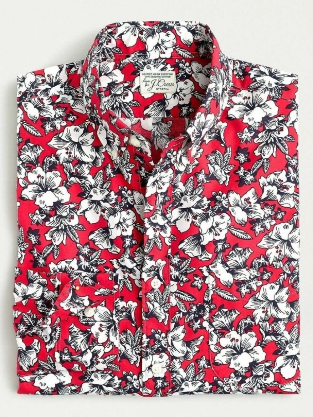 J. Crew Floral Slim Stretch Secret Wash Organic Cotton Button Down Shirt